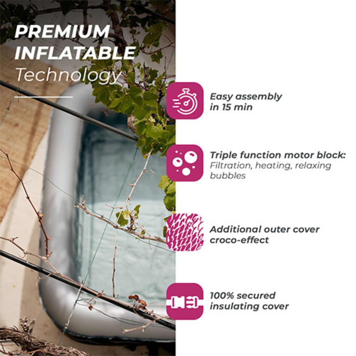 Spa gonflable pour 4 personnes - NetSpa Caiman