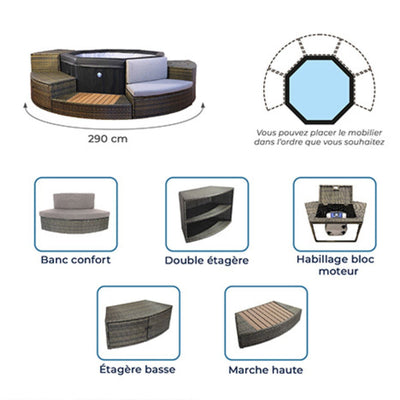 NetSpa Octopus opbouw spa met meubelset voor 5/6 personen