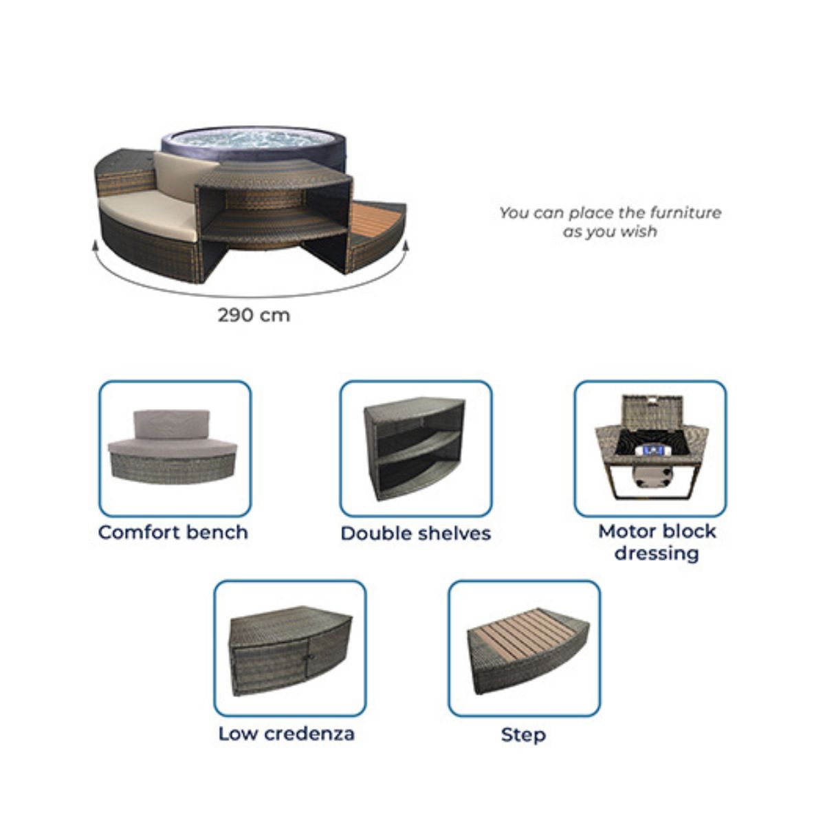 Spa de surface NetSpa Vita avec ensemble de meubles pour 4 personnes