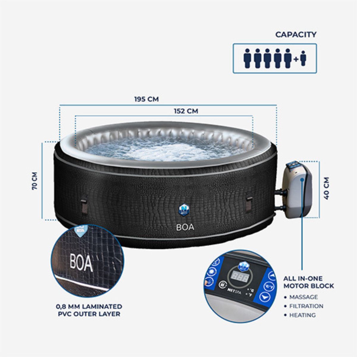 Spa gonflable pour 5/6 personnes - NetSpa Boa
