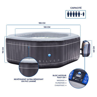 Spa gonflable pour 5/6 personnes - NetSpa Silver