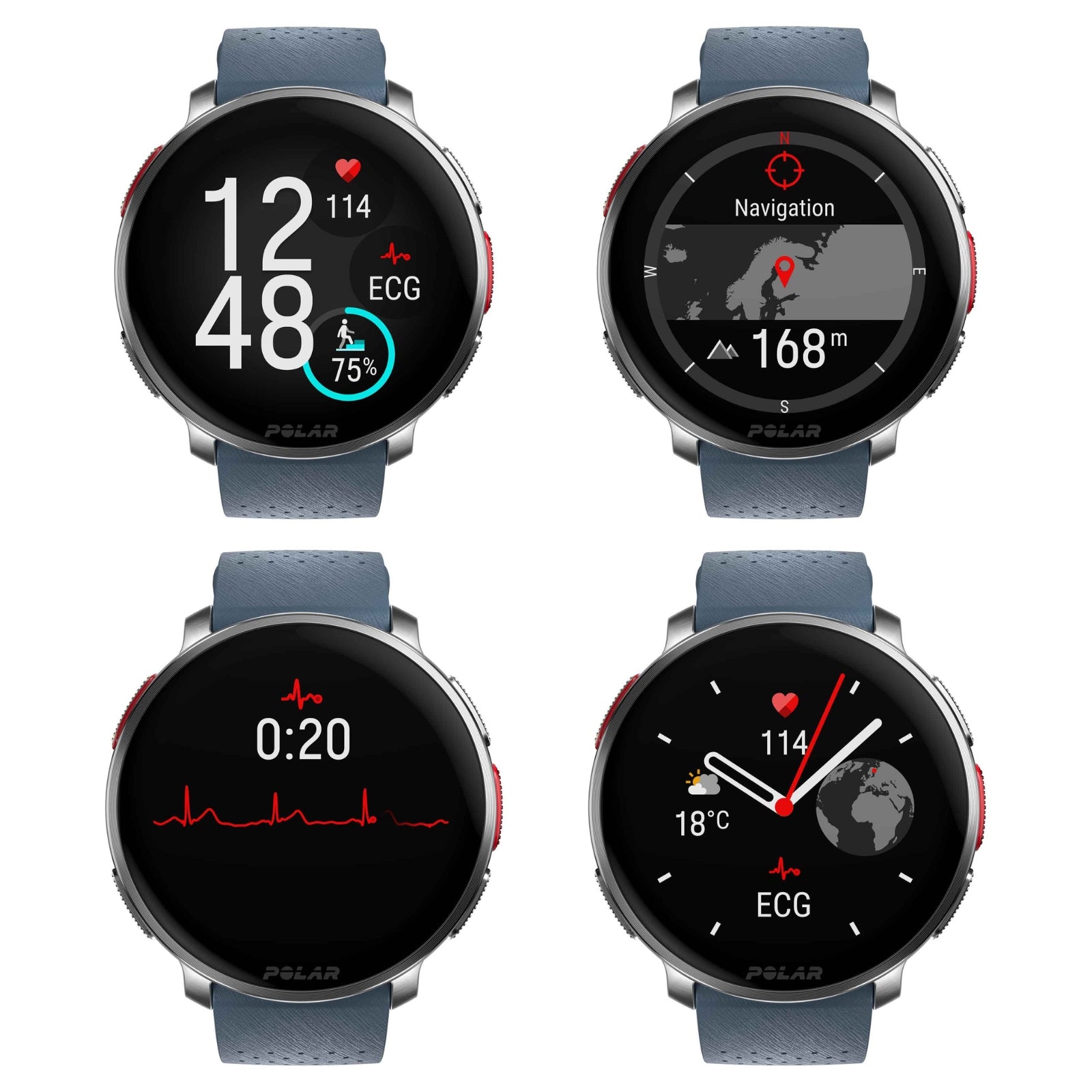 Polar Vantage V3 Sky Blue - Premium Multisport Horloge S-L