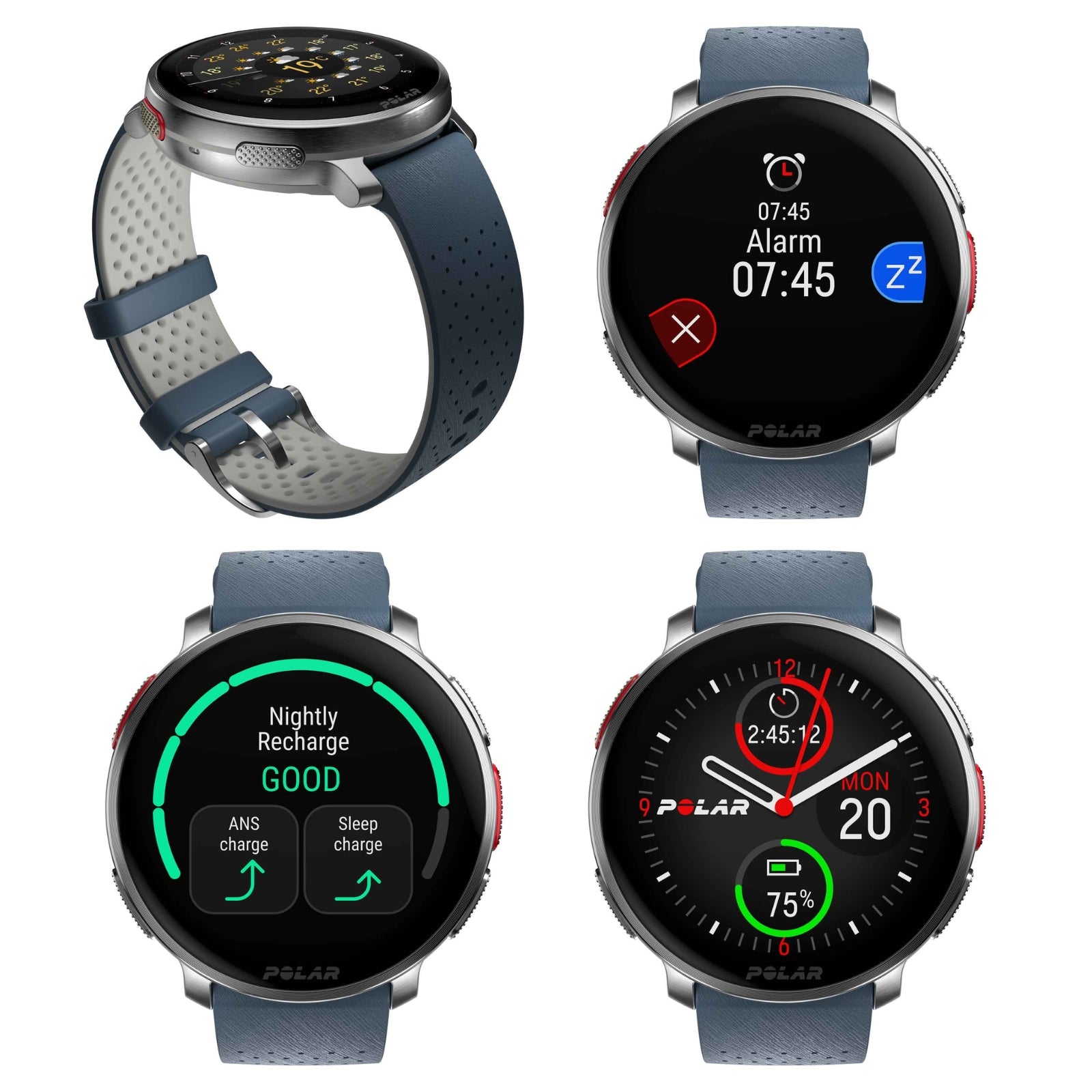 Polar Vantage V3 Sky Blue - Premium Multisport Horloge S-L