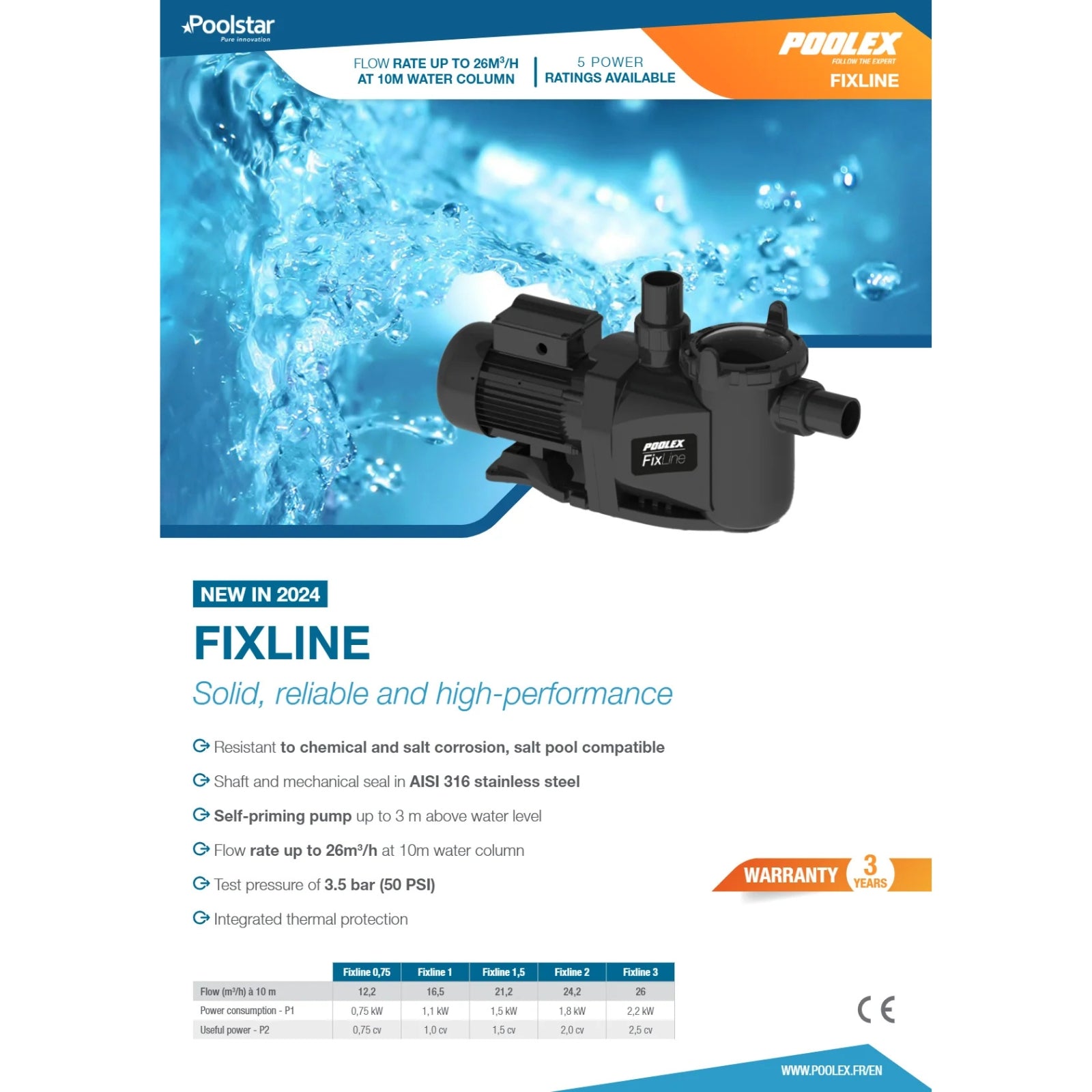 Poolex Fixline filterpomp (0.75 pk t/m 3 pk)