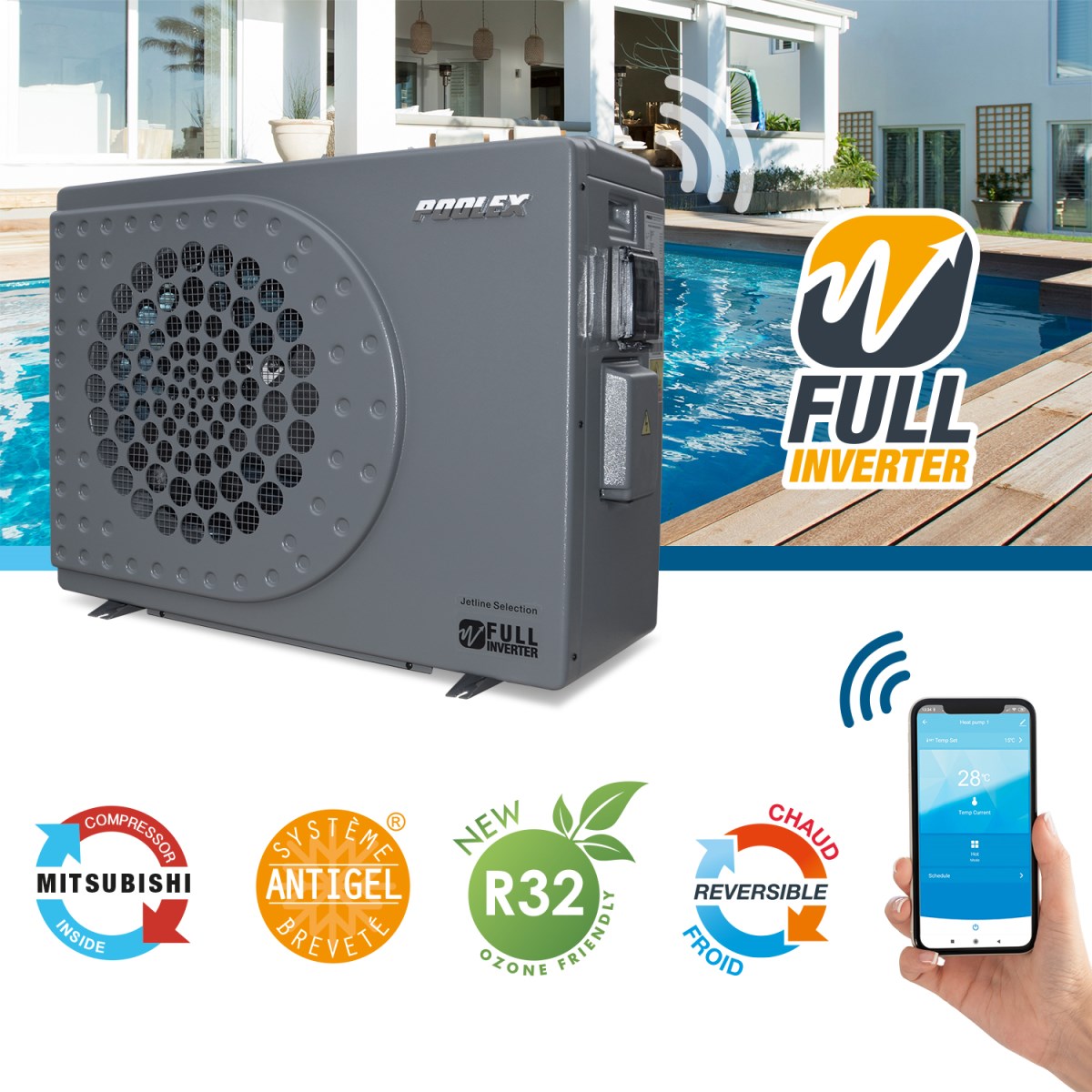 Poolex Jetline Selection Fi 155 Wärmepumpe für Schwimmbäder bis 65-80 m3