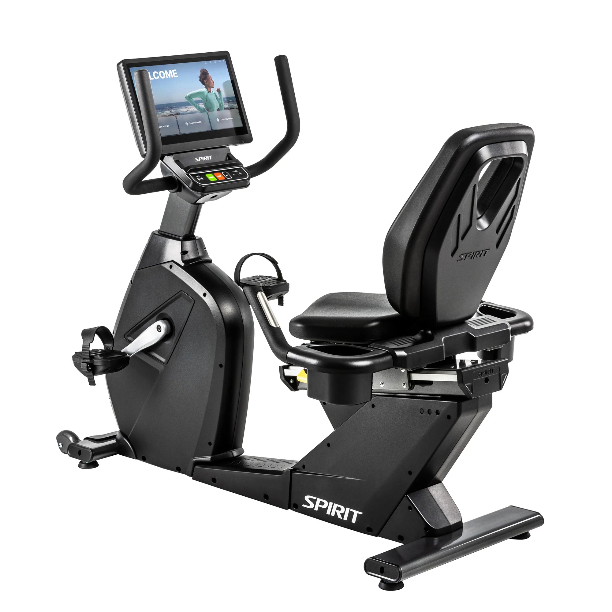 Spirit Fitness CR1000ENT Phantom - Vélo d'appartement semi-allongé professionnel avec écran de divertissement tactile - Installation gratuite à domicile