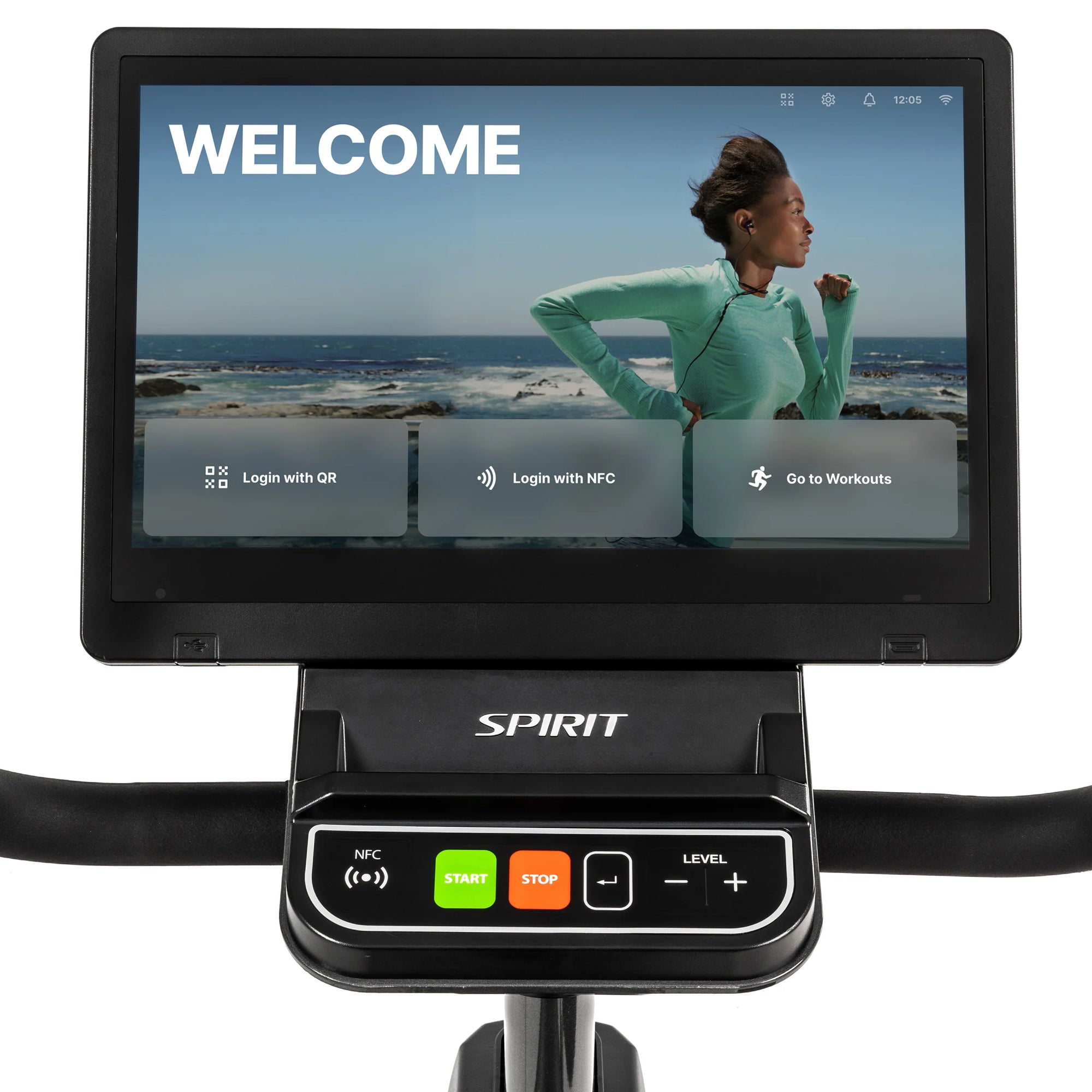 Spirit Fitness CR1000ENT Phantom - Vélo d'appartement semi-allongé professionnel avec écran de divertissement tactile - Installation gratuite à domicile