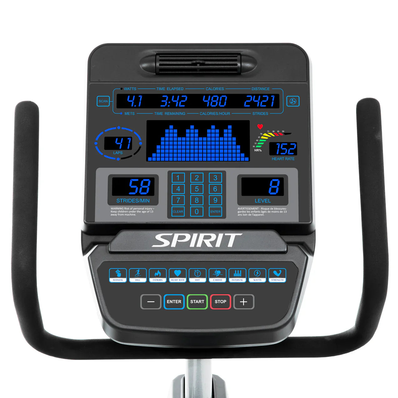 Vélo d'appartement allongé Spirit Fitness CR900LED - Montage gratuit à domicile