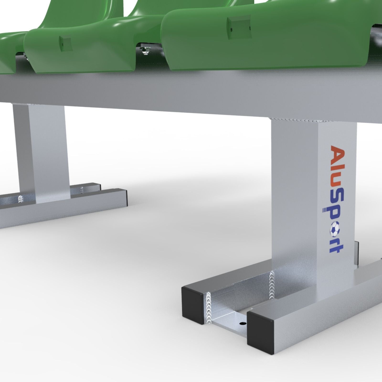 Aluminium sportveld trainersbank met kuipzitjes voor 3 personen - Alusport - 1,42 x 0,75 m - In kleur naar wens