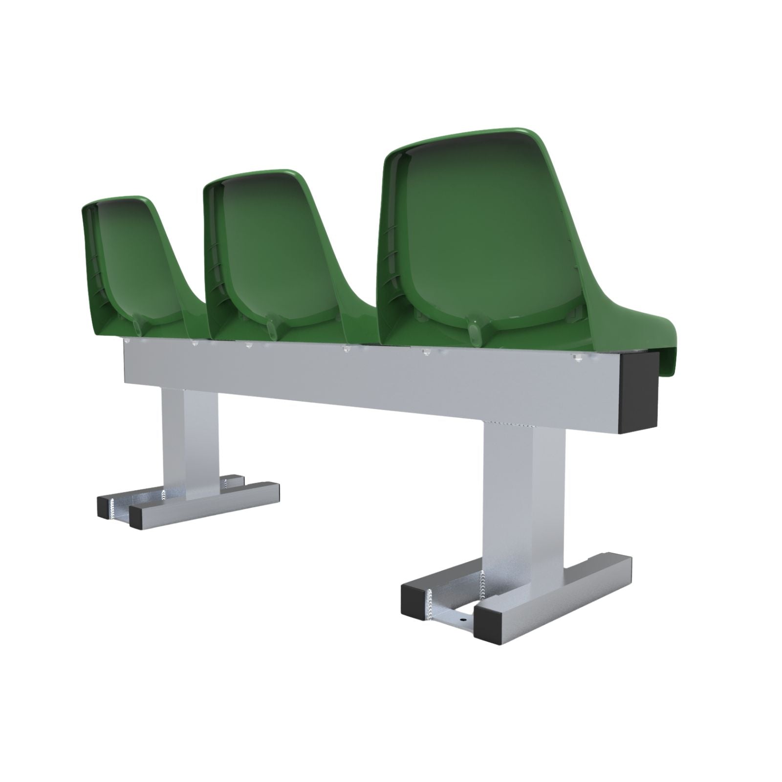 Aluminium sportveld trainersbank met kuipzitjes voor 3 personen - Alusport - 1,42 x 0,75 m - In kleur naar wens