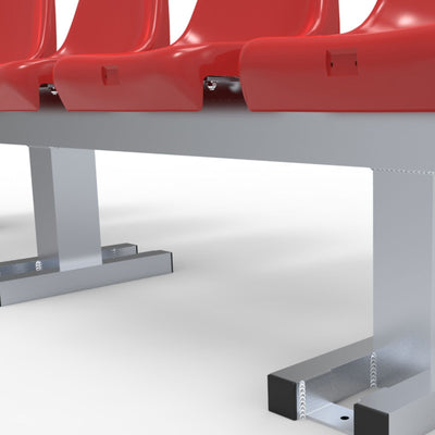 Aluminium sportveld trainersbank met kuipzitjes voor 5 personen - Alusport - 2,42 x 0,75 m - In kleur naar wens