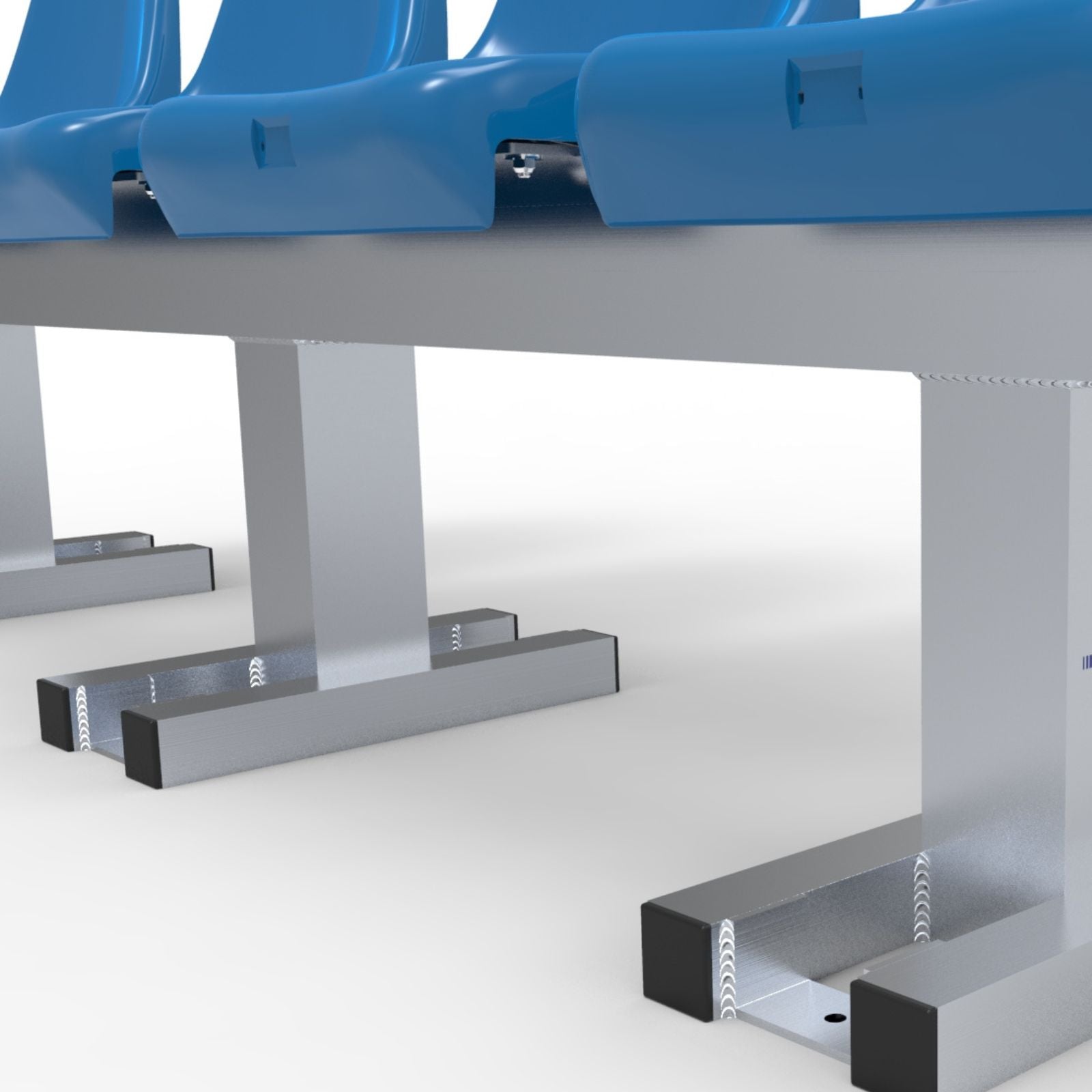 Aluminium sportveld trainersbank met kuipzitjes voor 4 personen - Alusport - 1,92 x 0,75 m - In kleur naar wens