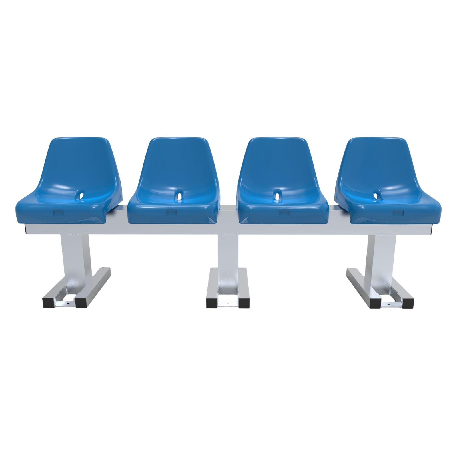 Aluminium sportveld trainersbank met kuipzitjes voor 4 personen - Alusport - 1,92 x 0,75 m - In kleur naar wens