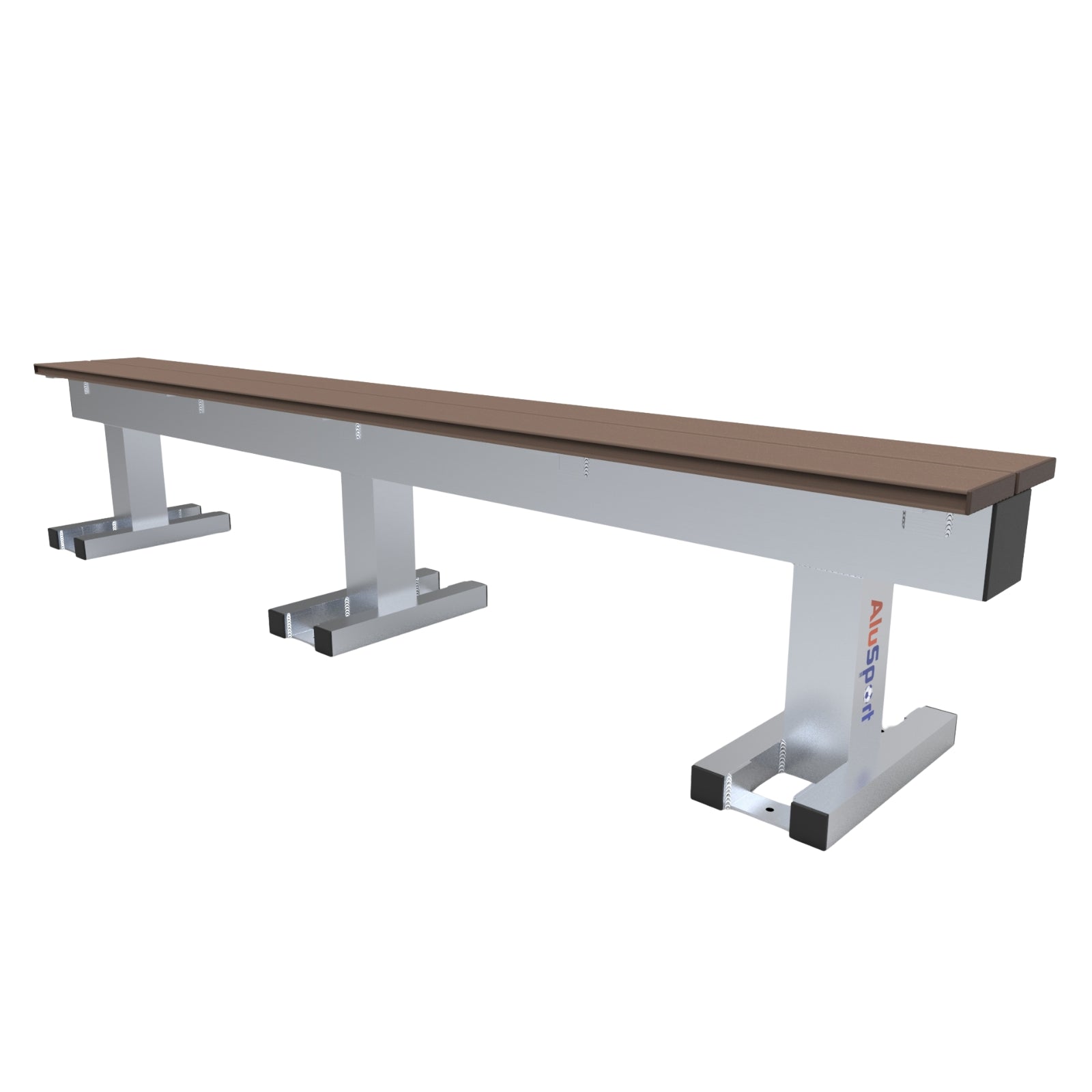 Aluminium sportveld trainersbank voor 5 personen - Alusport - 2,42 x 0,46 m