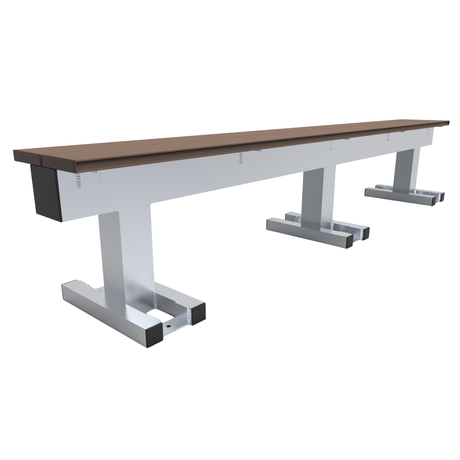 Aluminium sportveld trainersbank voor 5 personen - Alusport - 2,42 x 0,46 m