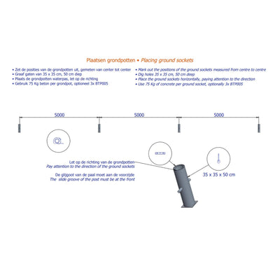Professionele aluminium ballenvanger voor sportveld - Alusport BV002 - 25 x 5 m - incl. net en palen