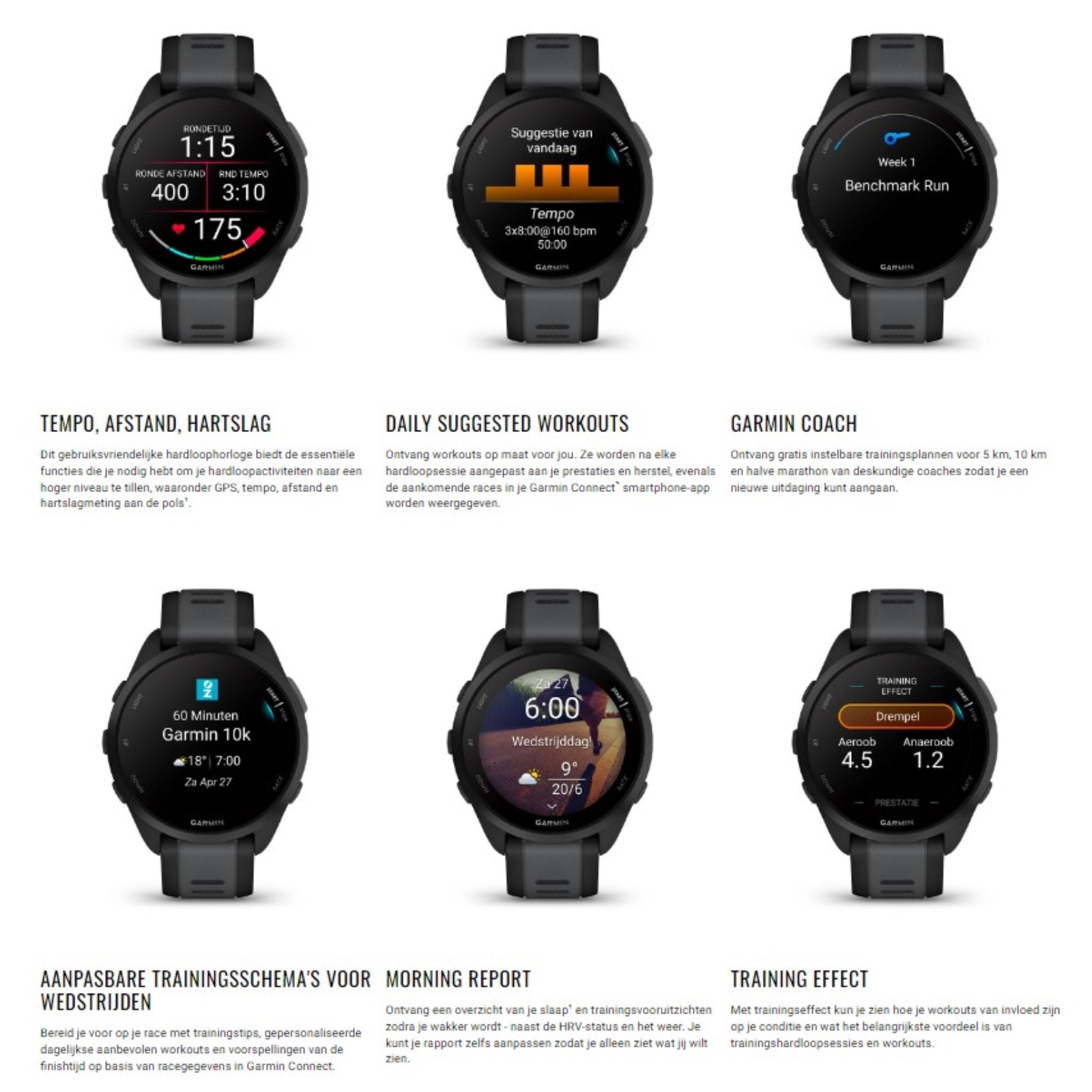 Garmin Forerunner 165 Noir - 43mm - Montre running &amp; multisport