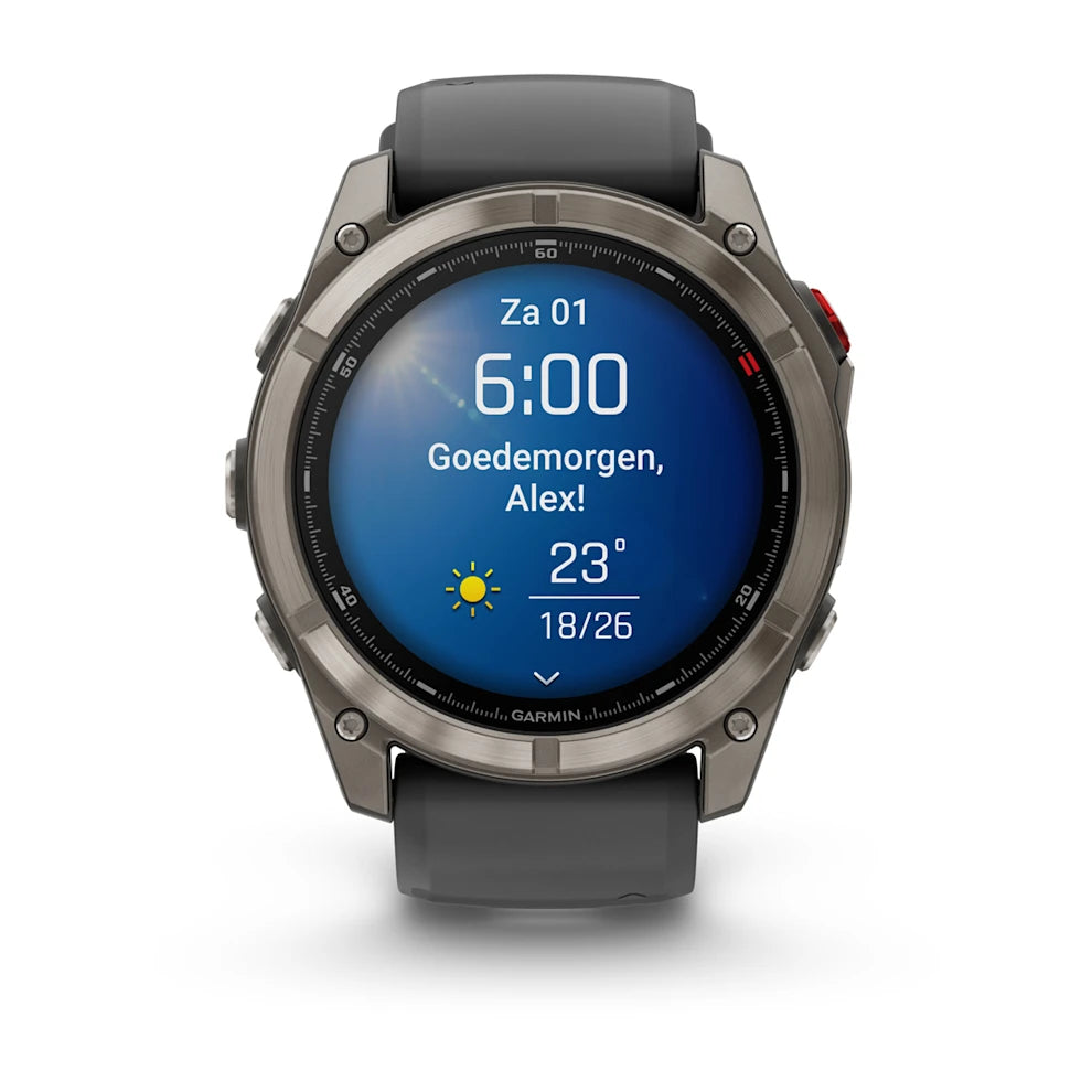 Garmin Fenix 8 Pro Sapphire - 51 mm / AMOLED - Titanium met graphite/zwarte siliconen band - Premium multisport horloge
