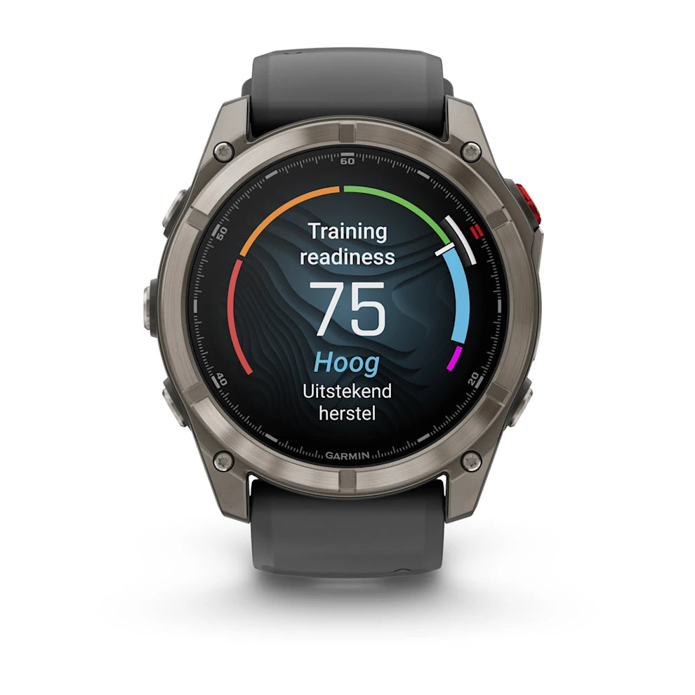 Garmin Fenix 8 Pro Sapphire - 51 mm / AMOLED - Titanium met graphite/zwarte siliconen band - Premium multisport horloge