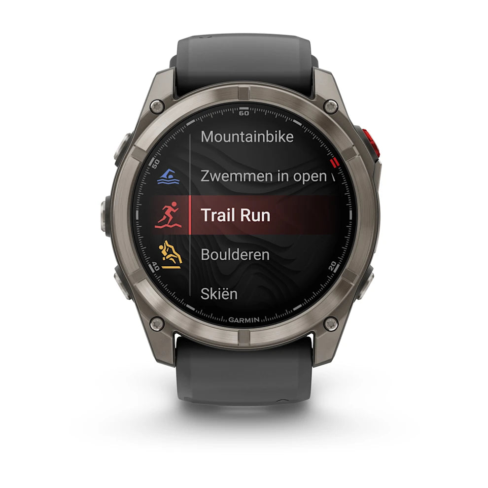 Garmin Fenix 8 Pro Sapphire - 51 mm / AMOLED - Titanium met graphite/zwarte siliconen band - Premium multisport horloge