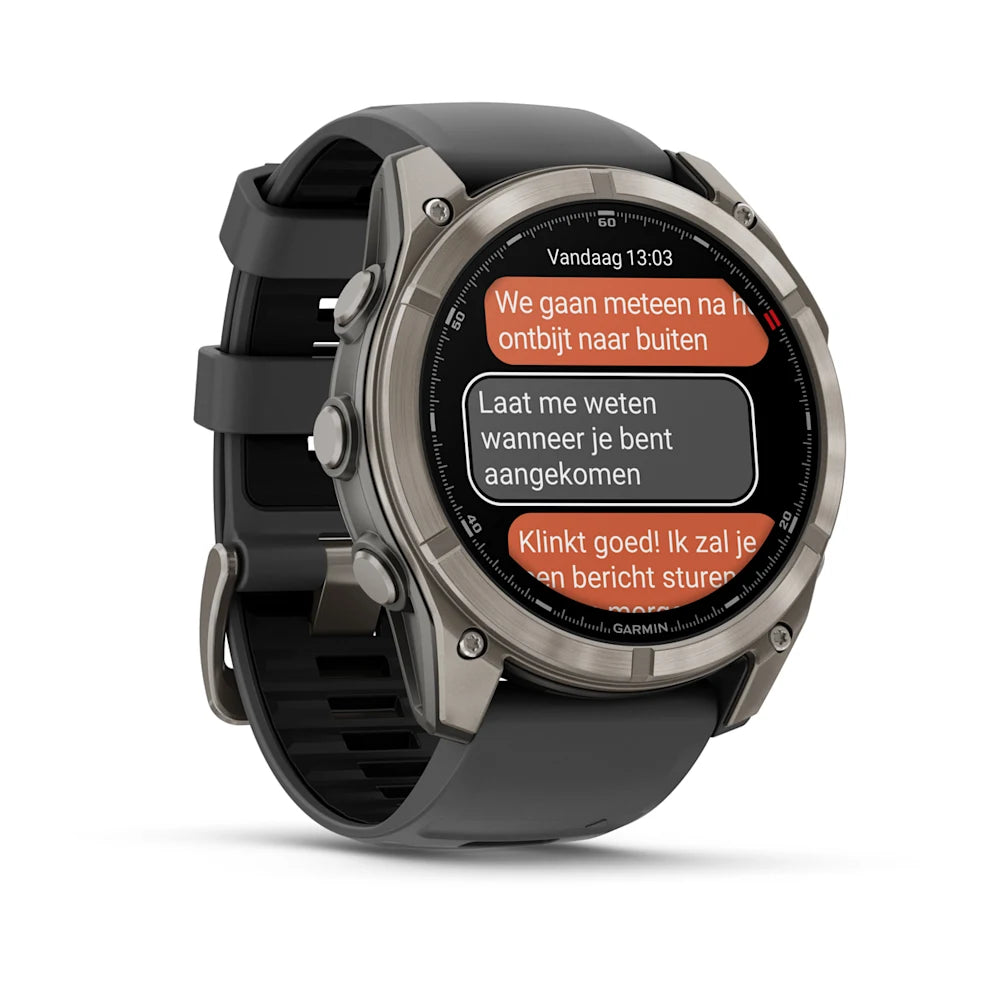 Garmin Fenix 8 Pro Sapphire - 51 mm / AMOLED - Titanium met graphite/zwarte siliconen band - Premium multisport horloge