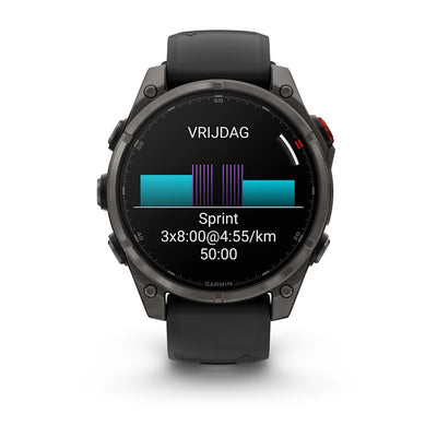 Garmin Fenix 8 Pro Sapphire - 47 mm / AMOLED - Carbon grey DLC-titanium met zwarte/pebble grey siliconen band - Premium multisport horloge