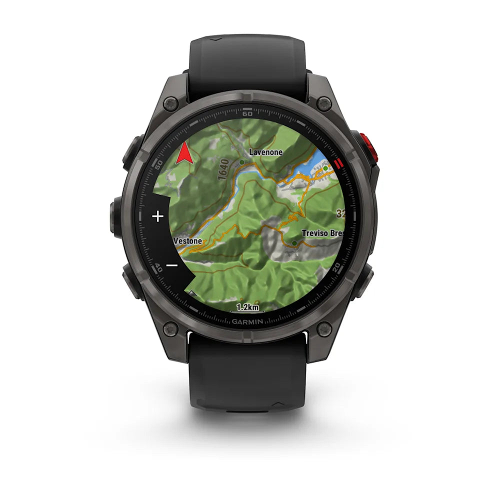 Garmin Fenix 8 Pro Sapphire - 47 mm / AMOLED - Carbon grey DLC-titanium met zwarte/pebble grey siliconen band - Premium multisport horloge