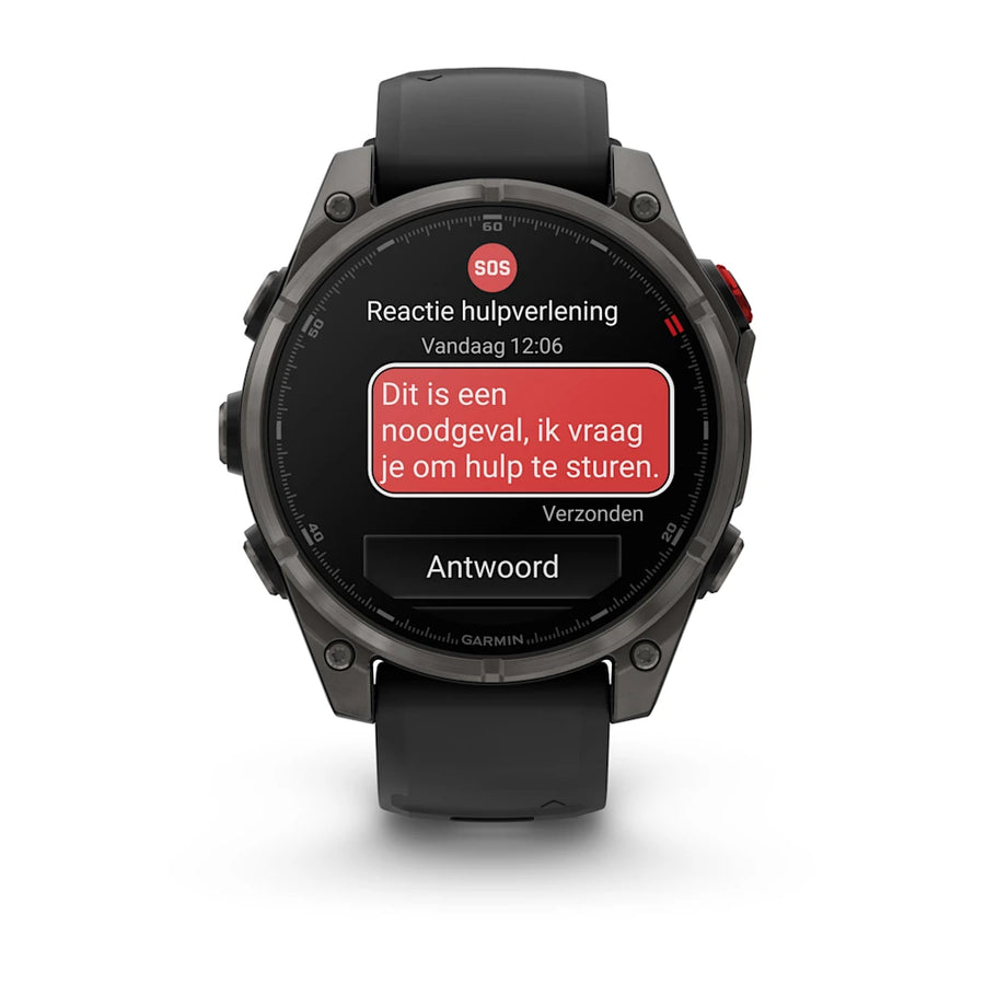 Garmin Fenix 8 Pro Sapphire - 47 mm / AMOLED - Carbon grey DLC-titanium met zwarte/pebble grey siliconen band - Premium multisport horloge