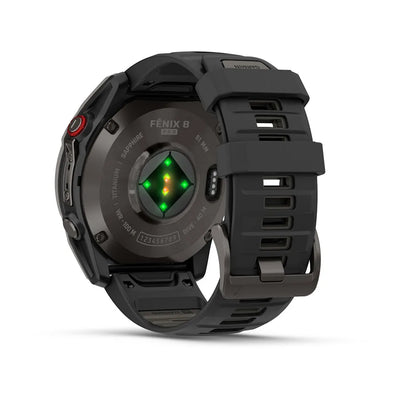 Garmin Fenix 8 Pro Sapphire - 51 mm / AMOLED - Carbon grey DLC-titanium met zwarte/pebble grey siliconen band - Premium multisport horloge