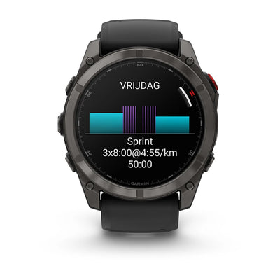 Garmin Fenix 8 Pro Sapphire - 51 mm / AMOLED - Carbon grey DLC-titanium met zwarte/pebble grey siliconen band - Premium multisport horloge