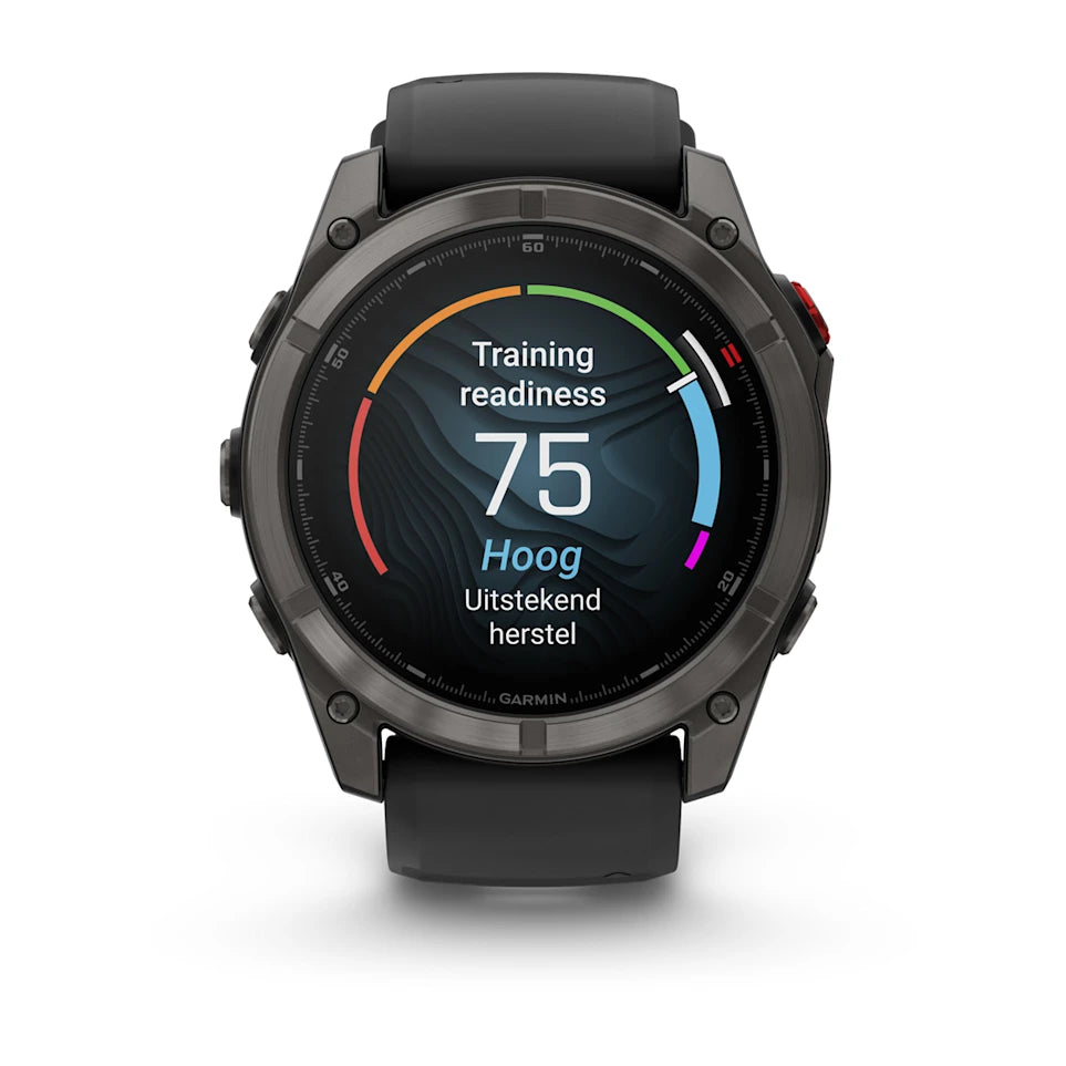 Garmin Fenix 8 Pro Sapphire - 51 mm / AMOLED - Carbon grey DLC-titanium met zwarte/pebble grey siliconen band - Premium multisport horloge