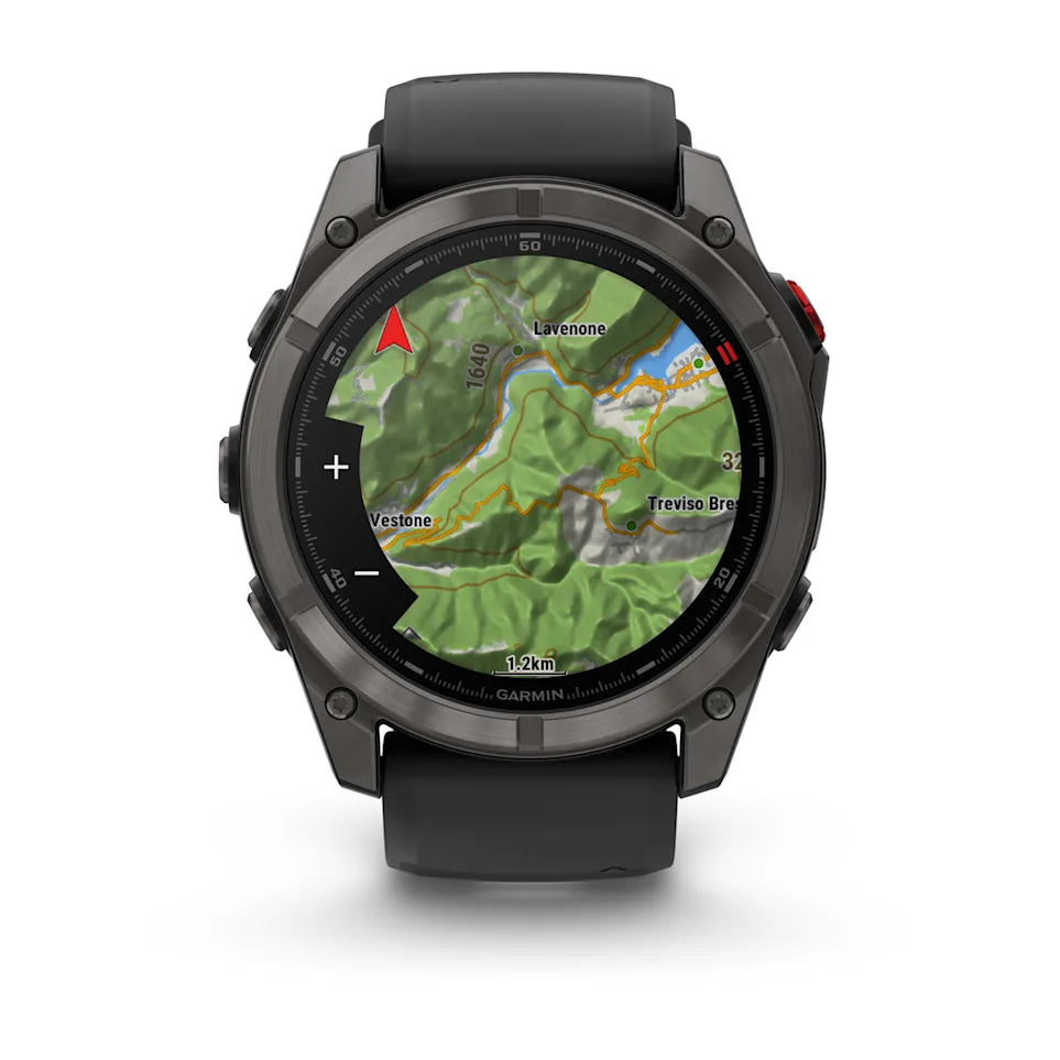 Garmin Fenix 8 Pro Sapphire - 51 mm / AMOLED - Carbon grey DLC-titanium met zwarte/pebble grey siliconen band - Premium multisport horloge