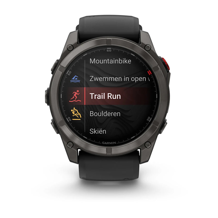 Garmin Fenix 8 Pro Sapphire - 51 mm / AMOLED - Carbon grey DLC-titanium met zwarte/pebble grey siliconen band - Premium multisport horloge