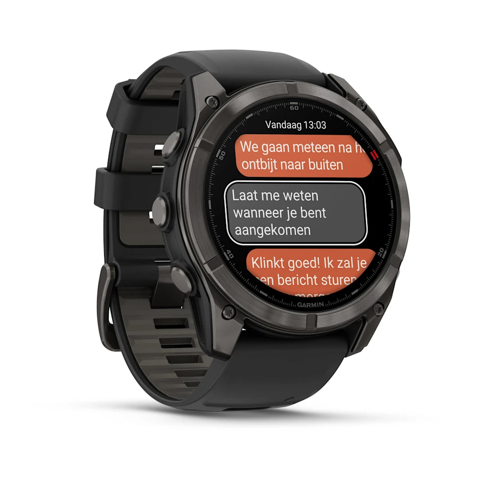 Garmin Fenix 8 Pro Sapphire - 51 mm / AMOLED - Carbon grey DLC-titanium met zwarte/pebble grey siliconen band - Premium multisport horloge