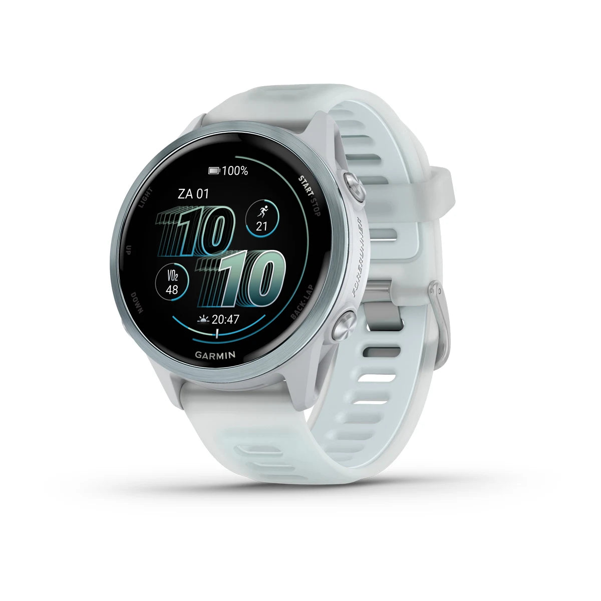 Garmin Forerunner 570 - 42mm - Premium hardloophorloge - Cloud blue aluminium met transparante whitestone/cloud blue band