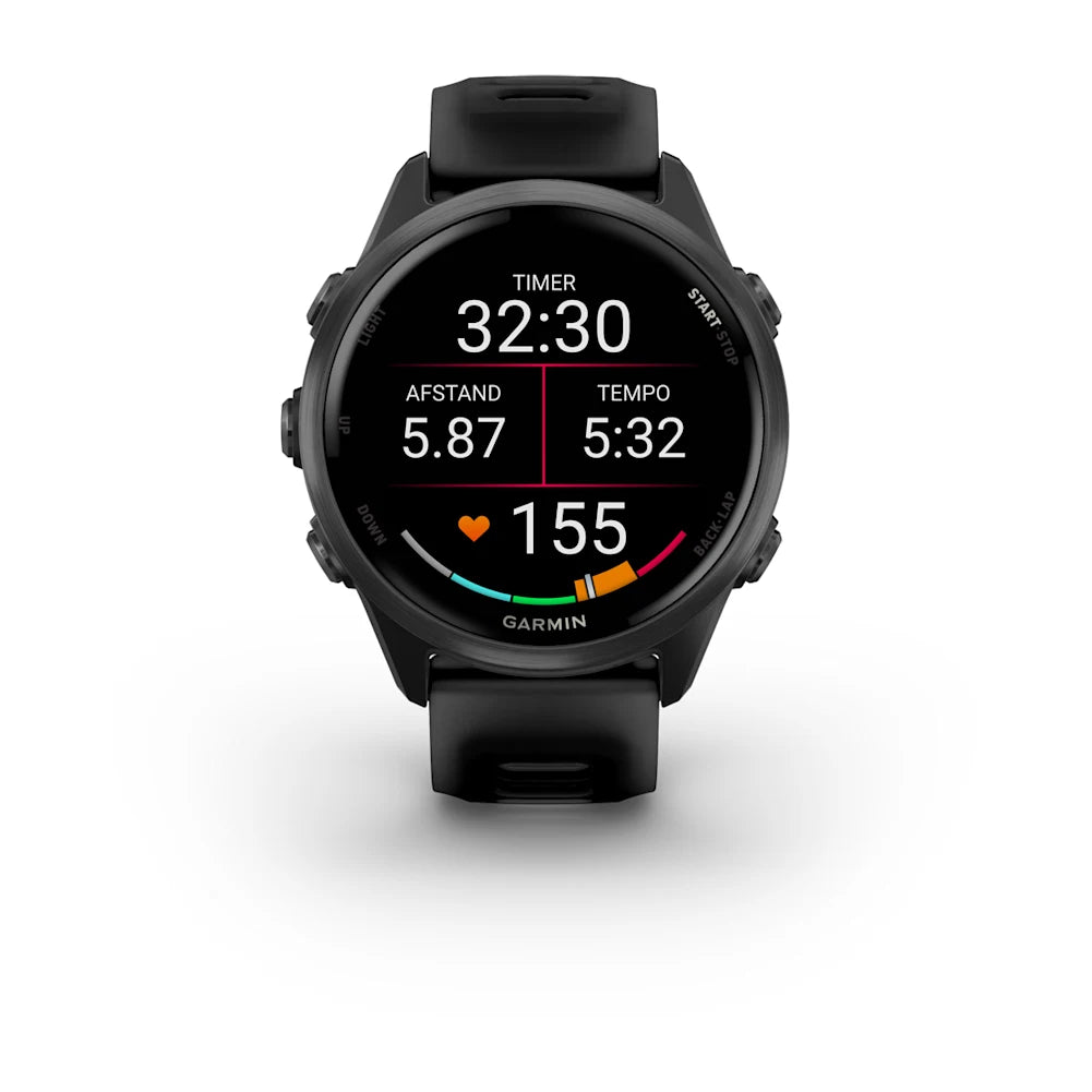 Garmin Forerunner 570 - 42mm - Premium hardloophorloge - Slate grey aluminium met transparante zwarte/zwarte band
