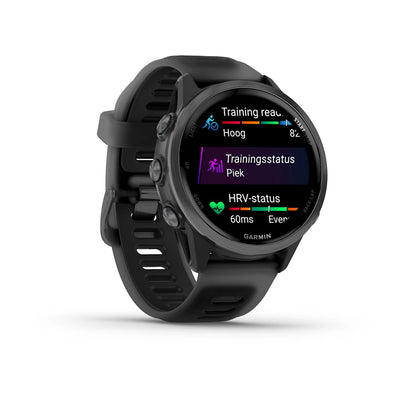 Garmin Forerunner 570 - 42mm - Premium hardloophorloge - Slate grey aluminium met transparante zwarte/zwarte band