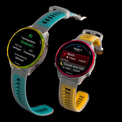 Garmin Forerunner 570 - 42mm - Premium hardloophorloge - Slate grey aluminium met transparante zwarte/zwarte band