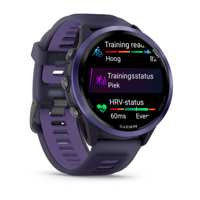 Garmin Forerunner 570 - 47mm - Premium hardloophorloge - Indigo aluminium met transparante imperial purple/indigo band