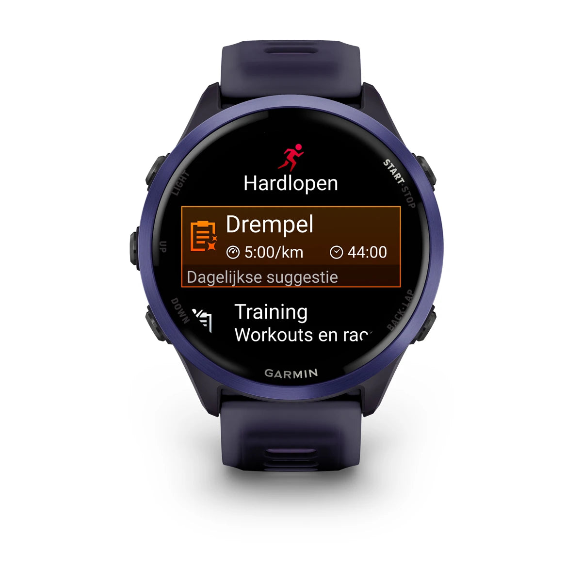 Garmin Forerunner 570 - 47mm - Premium hardloophorloge - Indigo aluminium met transparante imperial purple/indigo band