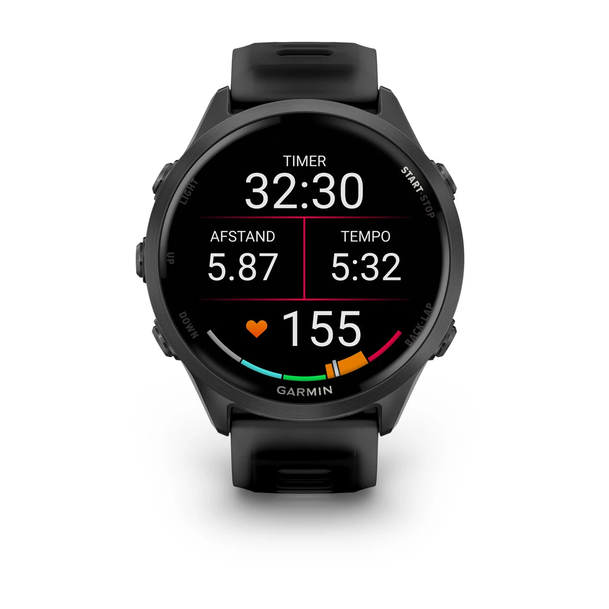 Garmin Forerunner 570 - 47mm - Premium hardloophorloge - Slate grey aluminium met transparante zwarte/zwarte band