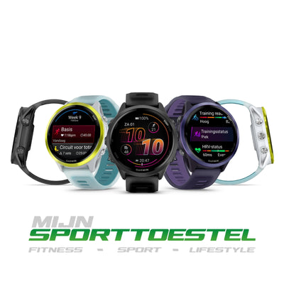 Garmin Forerunner 570 - 47mm - Premium hardloophorloge - Amp yellow aluminium met transparante whitestone/turquoise band