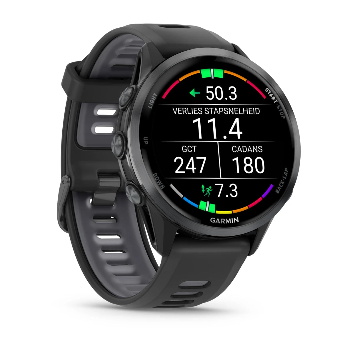 Garmin Forerunner 970 - 47mm - Premium hardloophorloge - Carbon grey dlc titanium met zwarte behuizing en zwarte/transparante whitestone band