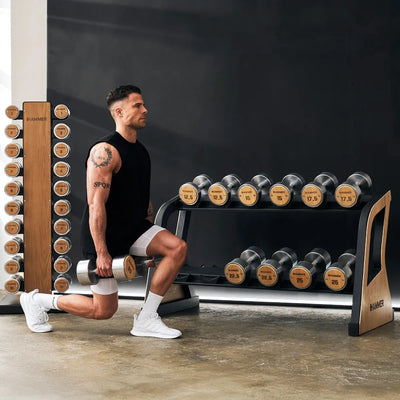 Hammer Exclusive Dumbbel Rack Set - Houten dumbbells met opslagrek - Eikenhout