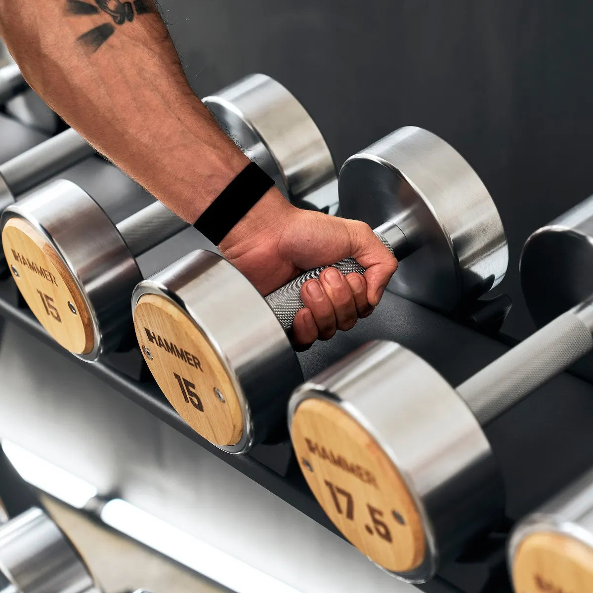 Hammer Exclusive Dumbbel Rack Set - Houten dumbbells met opslagrek - Eikenhout