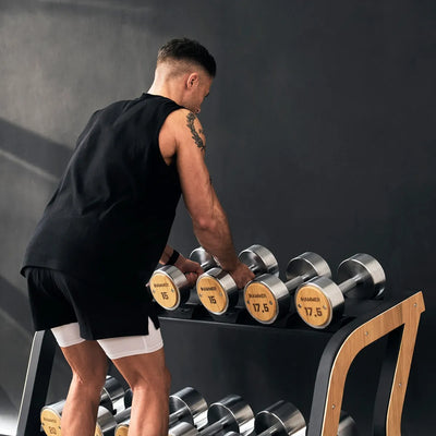 Hammer Exclusive Dumbbel Rack Set - Houten dumbbells met opslagrek - Eikenhout
