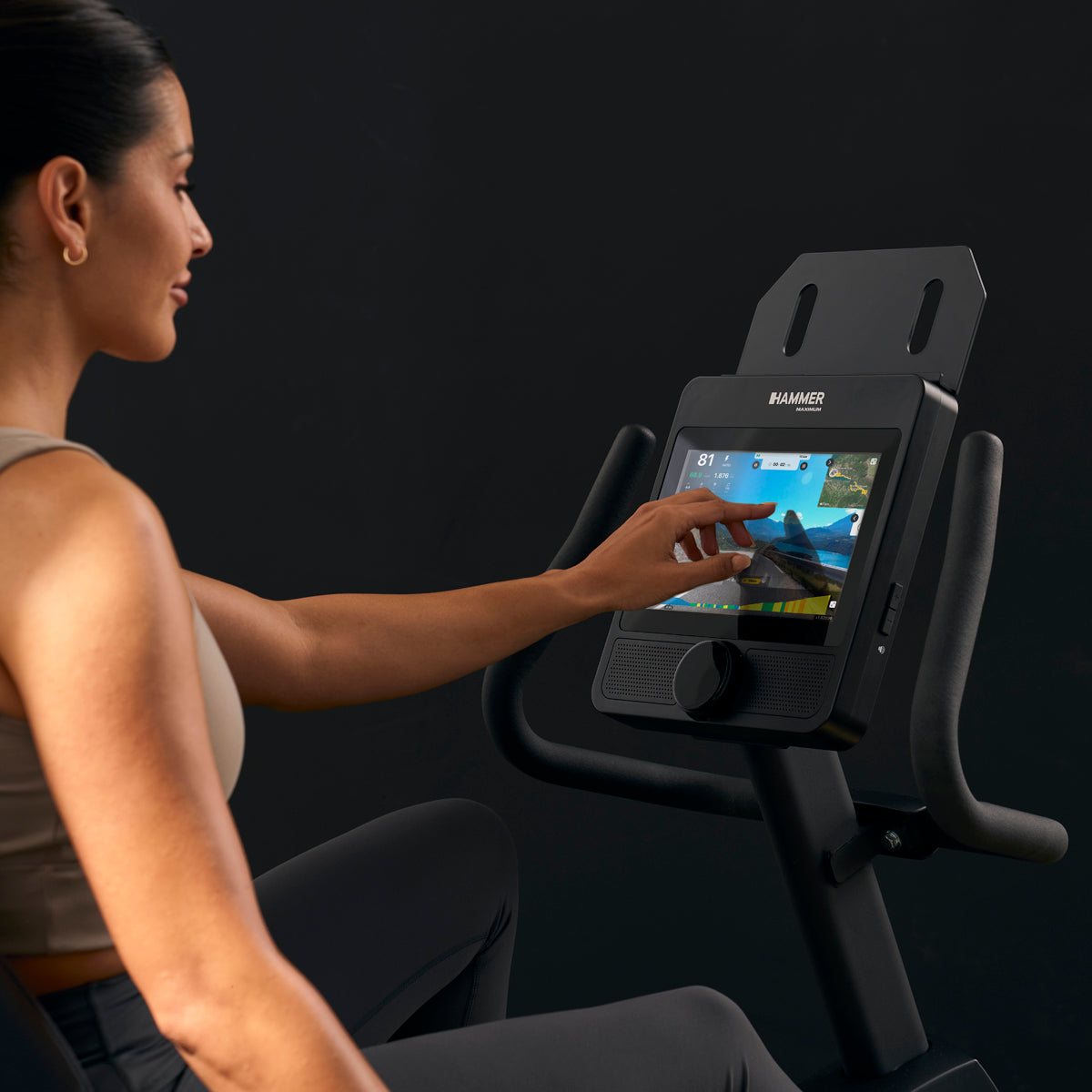 Hammer Maximum RB8000 professionele ligfiets hometrainer met 10.1" touchscreen display