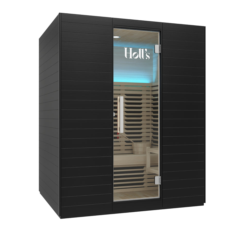 Zwarte Hybride Combi Sauna (infrarood & stoom) voor 3 personen - Holl's Hybrid Symbioz 160
