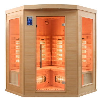 Sauna d'angle infrarouge pour 3 personnes - France Sauna Apollon Quartz 3 places
