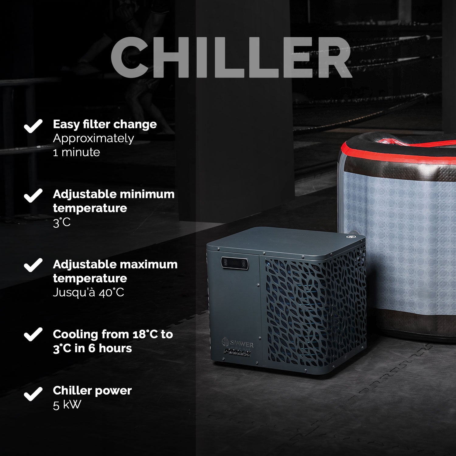 Netspa UFC ijsbad met 5 kW chiller (3-40°C)